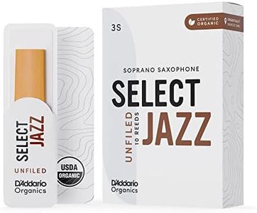D'Addario Orgánico Select Jazz Soprano Cañas para Saxofón, Cañas de Saxo, Unfiled, 3 Soft