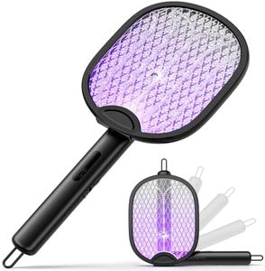 ZOVHYYA 3-in-1 Elektrische Fliegenklatsche 4000V Stark, 1800mAh Akku Insektenvernichter USB-C, 180° Klappbare Mückenklatsche mit LED, Wandmontage & Selbststehen(Graphite Black)
