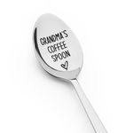 Grandma Coffee Spoon Gift for Women Grandma Mothers Day Gifts for Nana Grandmom Birthday Gifts from Granddaughter Grandson Grandma Engraved Spoons for Grandmother Granny Nana Tea Ice Cream Spoon