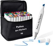 PATHOS INDIA 60 Colors Alcohol Markers Pens Art Markers for Kids, Artists, Adult Coloring Drawing Sketching Highlighting and Underlining with colourless blender