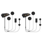 FreedConn FG Motorcycle Helmet Bluetooth Headset Intercom 2 Pack with Music Share, Universal 1200m 6 Riders Motorbike Group Communication System Ultra-Thin with Hard Mic/Noise Cancellation/Waterproof