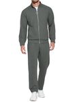 COOFANDY Mens Long Sleeve Sweatsuits 2 Piece Activewear Tracksuit Relaxed Fit Casual Track Suits Sets Dark Grey Small