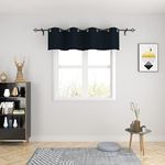 Valance Navy Blue Curtain Topper Blackout Kitchen Living Room Darkening Grommet Top Triple Weave Small Short Mini Window Curtain Valance Bedroom Bathroom 1 Panel, Each W132cm x D45cm