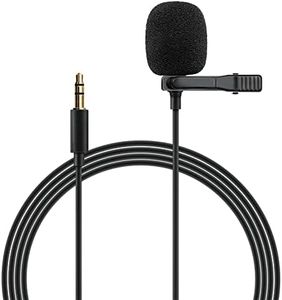 EKAT Car Microphone for Stereo 3.5mm Plug and Play Wired Mic Compatible with Vehicle Head Unit Radio, Noise Canceling, Lavalier Clip