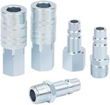 HOOTSUM 1/2” Air Hose Fittings Set, High Flow 2PCS I/M Industrial Type Coupler with 1/2” FNPT, 3PCS Plugs with 1/2” NPT, 5PCS Steel Air Compressor Accessories Quick Connect Fittings 300PSI