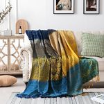 Bohemian Throw Blanket for Couch，Colorful Chenille Tassels Boho Woven Hippie Throw Blankets for Couch Bed Sofa Chair Recliner Loveseat, Bohemian Fringe Tassels Decor Home (Blue, 60 * 75Inches)