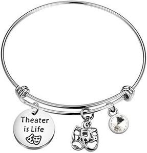 WSNANG Theatre Drama Gift Theater is Life Bracelet Broadway Lover Gift Drama Student Graduation Gift Inspirational Theatre Mask Jewelry for Actor Actress (Theater is Life Bracelet)