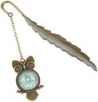 Jeffdad Feather Owl Metal Bookmark, Glow in The Dark Butterfly Bookmark, Fantasy Luminous Bookmark Gifts for Women Girls, Cool Bookmarks for Book Reading Lovers(Bronze Owl)