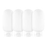 HuaJiao 4Pcs Travel Bottle Set, Empty Refillable Squeezable Containers Plastic Leak Proof Squeeze Bottles for Toiletries, Shampoo Conditioner 60ml White