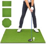 GoSports Golf Hitting Mat - PRO 5 x 4 ft - 5 mm Artificial Turf Training Mat for Indoor/Outdoor Swing Practice, Includes 3 Rubber Tees