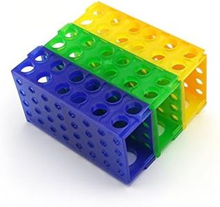PUL FACTORY Plastic Test Tube Rack, 4 Way, Assorted Colors, Blue, Green, Yellow, Pack of 3
