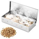 SHIKORI Smoker Box, BBQ Wood Chips Smoker Box for Gas or Charcoal Grills Heavy Duty Stainless Steel Barbecue Smoker Box Grill Accessories (Silver)