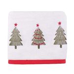 Fusion - Christmas Trees Hand Towels 2 Pack (50 x 90cm) - Soft & Fluffy 100% Cotton - Embroidery Xmas Tree Hand Towels - Christmas Bathroom Towels - Christmas Decorations/Christmas Bathroom Accessory