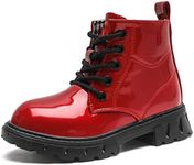 kkdom Boys Girls Waterproof Lace Up Side Zipper Ankle Combat Boots(Toddler/Little Kid/Big Kid), Wine Red, 9.5 Toddler