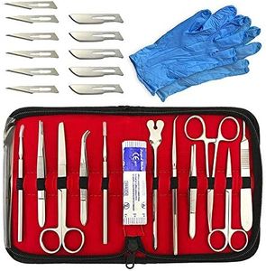 22Pcs High Stainless Steel Quality Advanced Dissection Kit for Medical Biology & Veterinary Students with Scalpel Knife Handle Blades