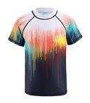 HowJoJo Big Boys Short Sleeve Rash Guard Shirts Swim Shirt UPF 50+ Black 12T/Size 10-12