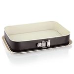 Grizzly, Springform Cake Tin, Rectangular Baking Tin 14" x 9" (35 x 24 cm), Black and Cream, with Overflow Protection, Non-Stick Coating, Large, Tall Rectangular Cake Tin