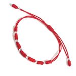 Powerful 7 Knots String Bracelet with 8 Sterling Silver 925 Beads for Protection, Evil Eye and Good Luck,Thread/Amulet for prosperity and success. Talisman for Womens, Mens., Small, Medium, Large,