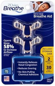ZQuiet, Breathe, Anti-Snoring Nasal Dilator with Storage Case, Natural Snoring Solution, 2 Count, 30-Day Supply, Made in USA