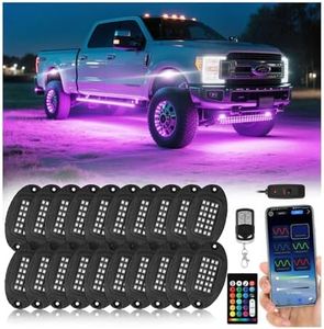 20 Pods Metal RGB LED Rock Lights, Waterproof Aluminum Bright Neon Underglow Kit with APP RF Remote Control, Metal Fender Lights for Trucks Trailer Off Road ATV UTV SUV