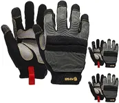 KAYGO Work Gloves For Men, KG125M Mechanic Utility Work Gloves for All Purpose, Excellent Grip, Heavy Duty, Improved Dexterity, Touch Screen,X-Large,3 Pair