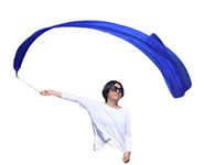 Winged Sirenny Silk Ribbon Dancer Wand 4m (4.4yds), Juggling Playsilk Streamer with Rods, Church Worship Praise Adoration Flag Banner (Blue)