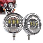 SKTYANTS 4.5 Inch LED Passing Light Motorcycle Fog lights with 4.5 inch Housing bucket bracket mount for Touring Electra Glide (Chrome)