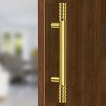 Plantex Golden Lotus 14 Inches Main Door Handle/Handle for Glass Door/Wooden Door Handle/Pull and Push Operations (Gold), Pull Handle - 3 Years Warranty