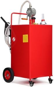 Garvee 50 gal Fuel Caddy with Manual Pump – Heavy Duty Gasoline & Diesel Transfer Tank On 4 Wheels, Spill-Proof Portable Fuel Container for Boat, Truck, Lawn Mower, ATV, Garage & Farm – Red