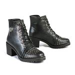 Milwaukee Leather MBL9426 Women's Distress Black Rocker Fashion Boots with Studded Instep - 8