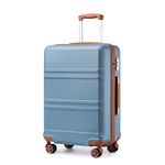 Kono Medium Suitcase 24 Inch Luggage Lightweight ABS+PC Hard Shell Trolley Travel Case with TSA Combination Lock and 4 Wheels Spinner (24", Grayish Blue)