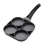 Multi Egg Frying Pan,4 Hole Burger Eggs Pancake Pan Pot Non Stick Breakfast Omelette Mold Maker with Non-Slip Long Handles