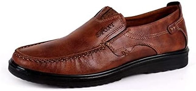 Classic Casuales Mocasines Zapatos de Amplio sin Cordones para Hombre Conducción Antideslizante Ocio Gamuza（Marrón,43 EU