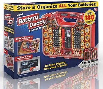 Ontel Battery Daddy - Battery Organizer Storage Case with Tester, Stores & Protects Up to 180 Batteries, Clear Locking Lid, As Seen On TV