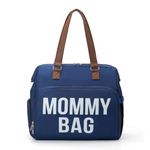 Dravina Diaper Bag For Mom- Large Storage With 14 Compartment, Insulated Pockets, Shoe Compartment, Waterproof Bag With Premium Leather Shoulder Strap| Ideal For Mom on The Go- 40cm (Blue)