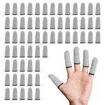 60 pcs Finger Cots, Finger Cots Cut Resistant Reusable, Finger Covers, Life Extender Thumb Protector for Kitchen, Work, Sculpture, Anti-Slip (Grey)