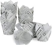 200pcs Tulip Cupcake Liners, Standard Greaseproof Paper Baking Cups Muffin Liners Holders Perfect for Bridal Showers, Baby Showers, Birthday Parties, Banquets, and Catering Events (newspaper)