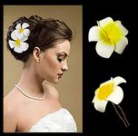 Tia Crafts White Hawaii Plumeria flower hair clips (Set of 2 flowers)