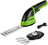 WORKPRO 2 IN 1 Cordless Hedge Trimmer and Grass Shear, 3.6V Electric Grass Trimmer with 2000mAh Lithium-ion Battery, Lightweight Hand Held Hedge Trimmer with 2 Interchangeable Blades