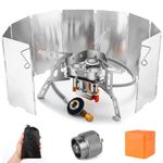 Odoland 6800W Windproof Camp Stove Camping Gas Stove with Windscreen, Fuel Canister Adapter, Piezo Ignition, Carry Case, Portable Collapsible Stove Burner for Outdoor Backpacking Hiking and Picnic