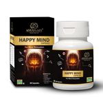 Ayuugain Happy Mind Capsule, Herbal Support for Stress, Tension & Anxiety Relief with Brahmi, Shankhpushpi, Ashwagandha, Vacha etc. | Brain, Memory, Sleep, Mood Supplement – 60 Veg. Capsules