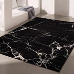 Rug Branch Nova 8' x 10' (7'9" X 10'6") Modern Marble Indoor Area Rug, Contemporary, Black White - Living Room, Bedroom, Dining Room, and Kitchen