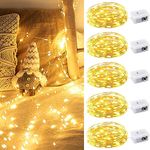 BROTOU LED String Lights, 3 Modes 3M 30 LED Battery Operated Fairy Lights, Waterproof Copper Wire Lights for in/Outdoor Decoration, DIY Parties of Christmas, Halloween, Birthday (Warm White, 5 Pack)