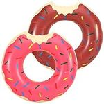 HeySplash Inflatable Swim Rings, Summer Swimming Pool Float Ring Funny Beach Floatie Swim Party Toys, Donut Shape Swim Float Tube Pool Tubes for Fun Water Activities, 2 Pack, Dark pink + Brown