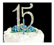 15 cake topper Premium Bling Rhinestone Diamond Gems for Birthday or Anniversary Party Decoration