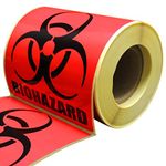 Performore - 4 x 4 In Biohazard Stickers Sign, Roll of 250 Biohazard Warning Labels, Coated Paper, Universal Biohazard Symbol, Self-Adhesive Biohazard Warning Signs for Labs, Hospitals, Industrial Use