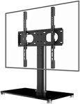 Suptek Universal TV Stands, Table Top TV Stand, Pedestal TV Stand for Most 17"-55" Screens, Height Adjustable TV Base Stand with Tempered Glass Base and Wire Management, Hold up to 40kg, VESA 75/400mm