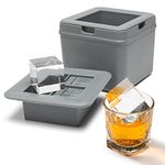 Silicone Clear Ice Cube Mold - 4 Crystal Clear Square Ice Maker Premium for Cocktails,Whiskey,Bourbon,Easy-release Clarity Large Ice Cube 2 Inch