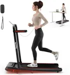 Goplus 2 in 1 Foldable Treadmill with Incline, 3.0HP Walking Pad, 265lb Capacity Under Desk Treadmill with Remote Control, APP and LED Display, Portable Folding Treadmills for Home and Office