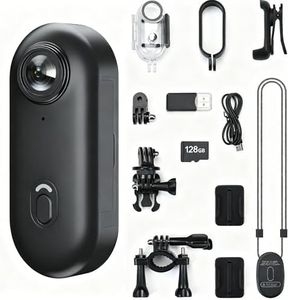 JETO 1080P HD Mini Body Camera, 128GB, Dual Touch Screens, 154° Wide Angle, Waterproof Case, Magnetic Pendant & Back Clip, App Remote Live Stream, Portable Wearable Action Cam for Travel